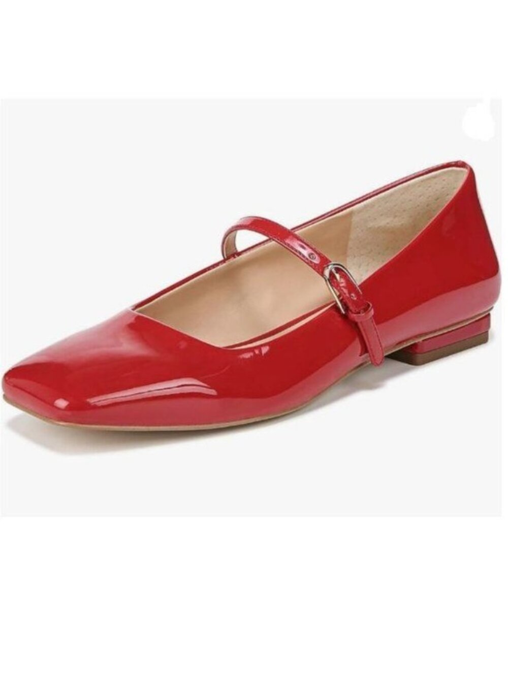 Milooey Red Square Toe Mary Jane Chunky Low Heel Adjustable Buckled Elegant Shoe